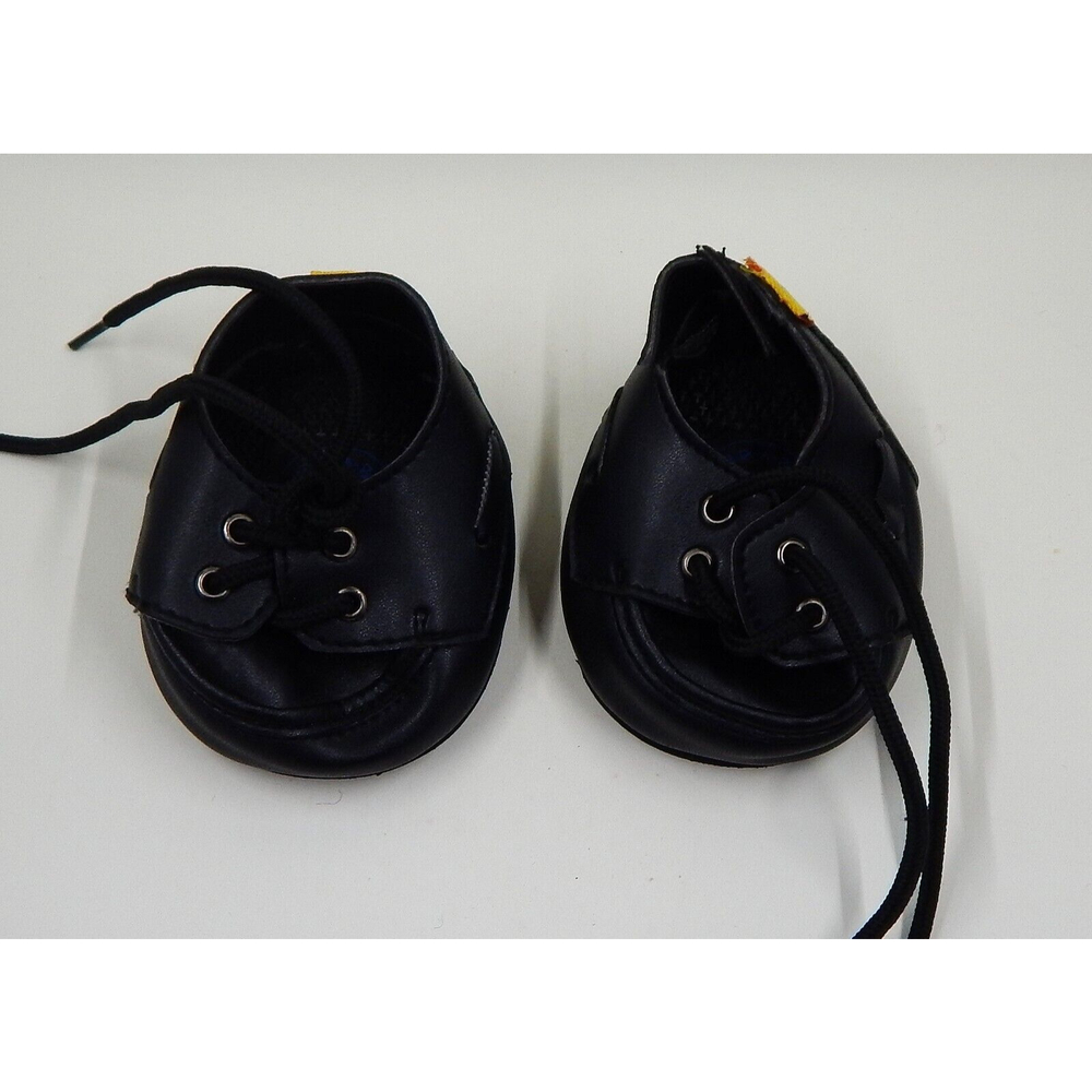 Build A Bear Black Faux Leather Tie Lace Up Dress Shoes Black Laces